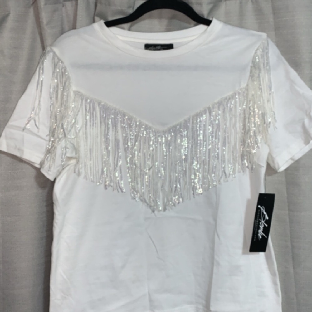 White fringe tshirt